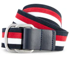 Tommy Hilfiger Men's Urban Double Ring 3.5 Leather Belt - Navy/White/Red