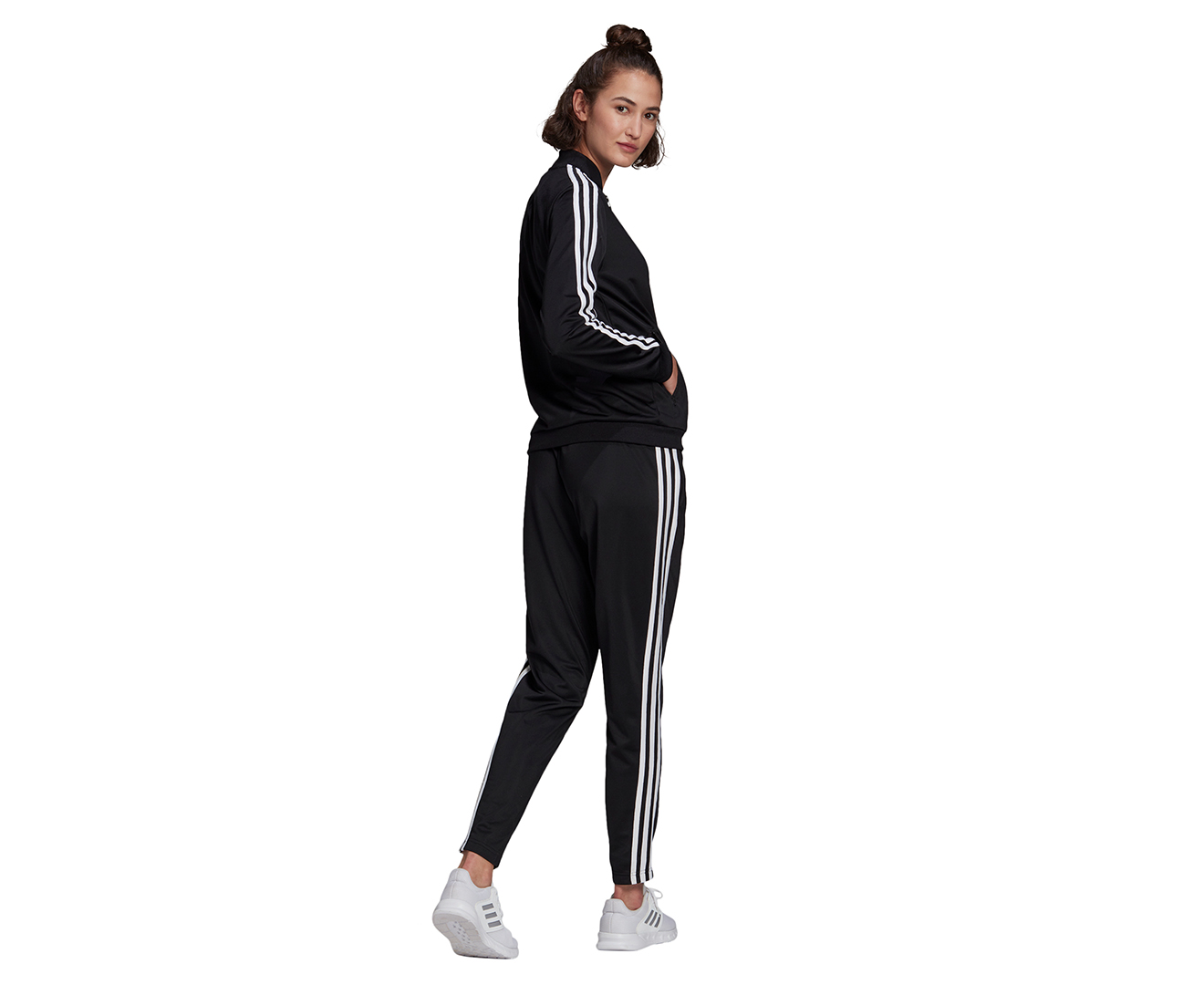 Adidas Women's Essentials 3-Stripes Track Suit / Tracksuit - Black ...