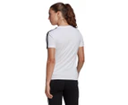 Adidas Women's Loungewear Essentials Slim 3-Stripes Tee / T-Shirt / Tshirt - White/Black