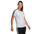 Adidas Women's Loungewear Essentials Slim 3-Stripes Tee / T-Shirt / Tshirt - White/Black