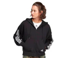 Adidas Women's Essentials Cut 3-Stripes Full-Zip Hoodie - Black/White