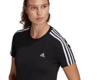 Adidas Women's Loungewear Essentials Slim 3-Stripes Tee / T-Shirt / Tshirt - Black/White