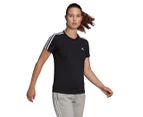 Adidas Women's Loungewear Essentials Slim 3-Stripes Tee / T-Shirt / Tshirt - Black/White