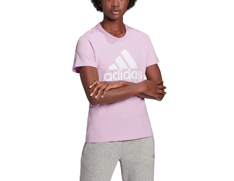 Adidas Women's Loungewear Essentials Logo Tee / T-Shirt / Tshirt - Clear Lilac/White