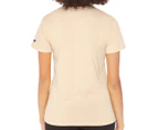 Champion Women's Short Sleeve Script Tee / T-Shirt / Tshirt - Still Beige