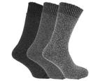 Mens Wool Blend Fully Cushioned Thermal Boot Socks (Pack Of 3) (Shades Of Grey) - MB430