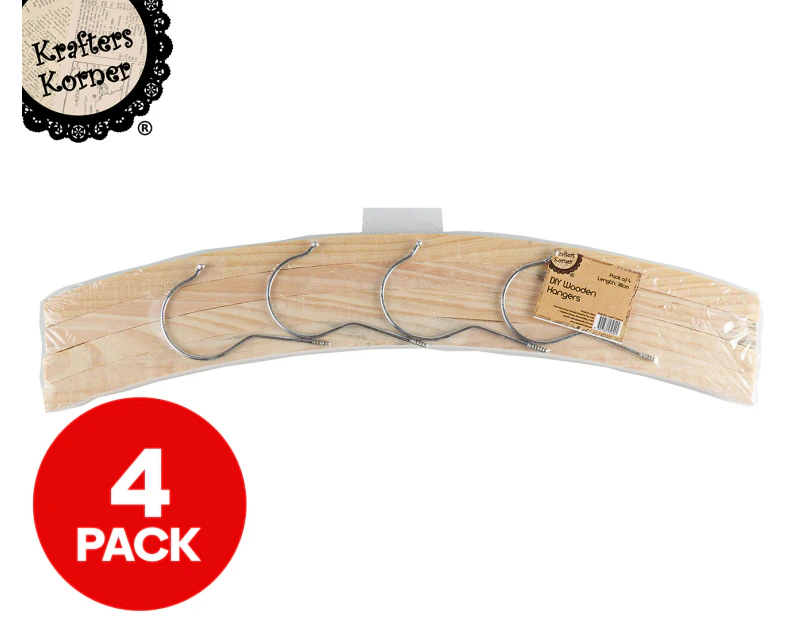 Krafters Korner DIY Adult Craft Wooden Hangers 4-Pack