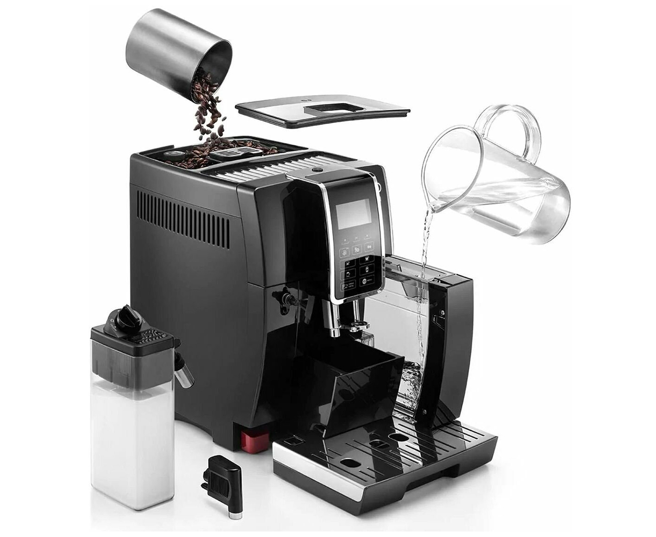 dinamica coffee machine black silver ecam35055sb