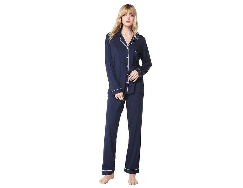 Shopsos Women's Long Sleeve Pyjamas set Navy blue