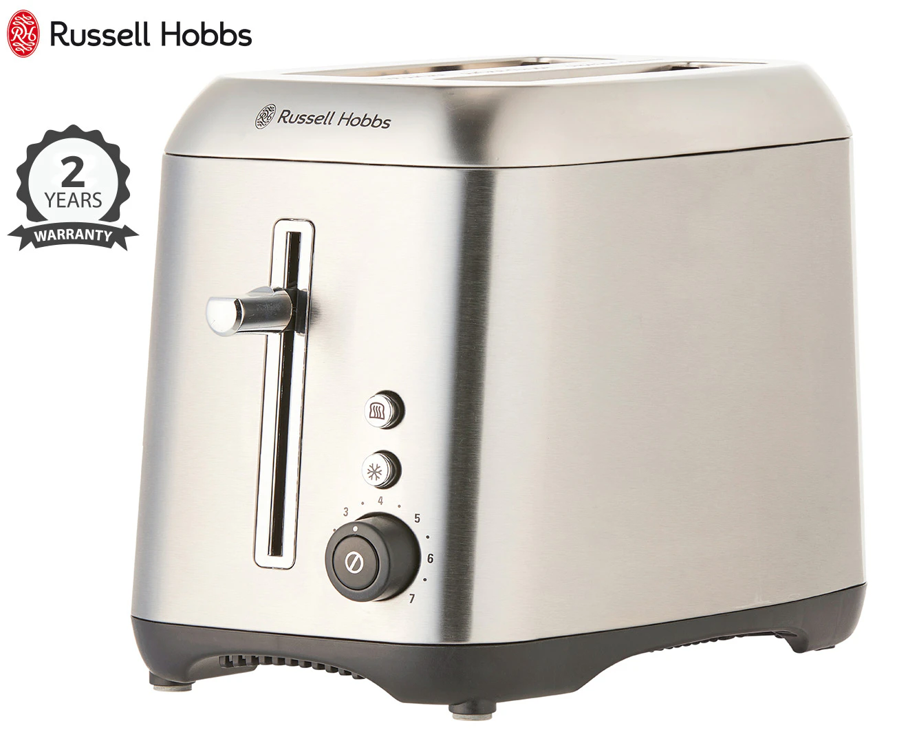 Russell Hobbs RHT82BRU 930W Carlton 2-Slice Bread Sandwich Toaster Brushed SS