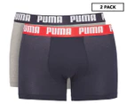 Puma Men's Basic Boxers 2-Pack - Blue/Grey Melange