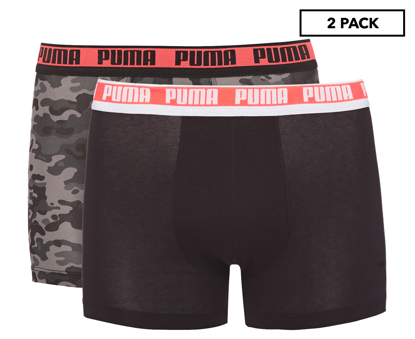 Puma Men's Camo Boxers 2-Pack - Black/Grey Melange | Www.catch.co.nz