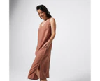 Target V-Neck Side Split Shift Dress - Brown