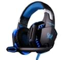 Gaming Headset  Surround Sound Over Ear Headphones with Mic, LED Light-Black&Blue 2