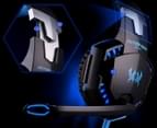 Gaming Headset  Surround Sound Over Ear Headphones with Mic, LED Light-Black&Blue 4
