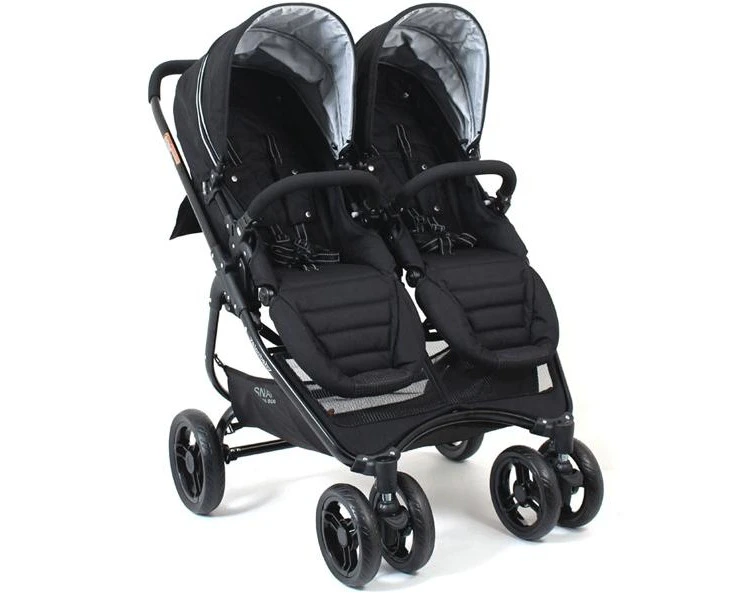 Valco Baby Snap Ultra Duo Foldable Pram Adjustable Seat Newborn Twin Coal Black