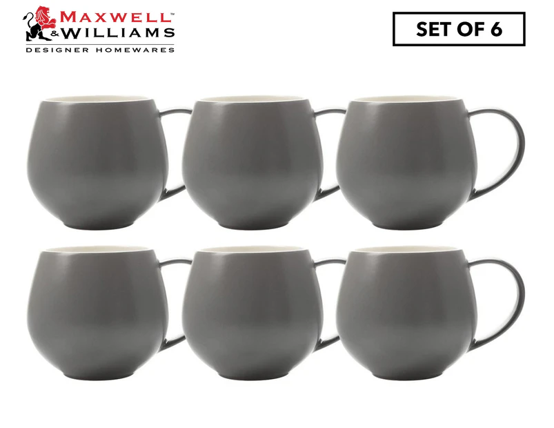 Set of 6 Maxwell & Williams 450mL Tint Snug Mugs - Charcoal