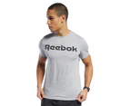 Reebok Men's Graphic Series Linear Logo Tee / T-Shirt / Tshirt - Medium Grey Heather