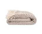 La'Grace 100% Cotton Handloom Herringbone Weave Cotton Throws - Beige 150 x 125 cm