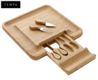 Tempa 5-Piece Fromagerie Square Serving Set - Natural/Silver