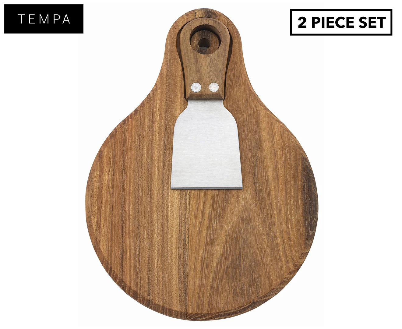 2pc Tempa Fromagerie 22cm Teak Wood Round Cheese Board For One w/Cheese Knife