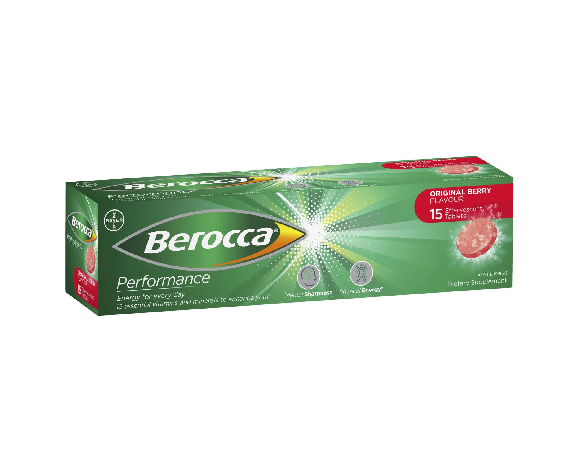 Berocca Energy Vitamin B & C Original Berry Flavour Effervescent Tablets 15 Pack