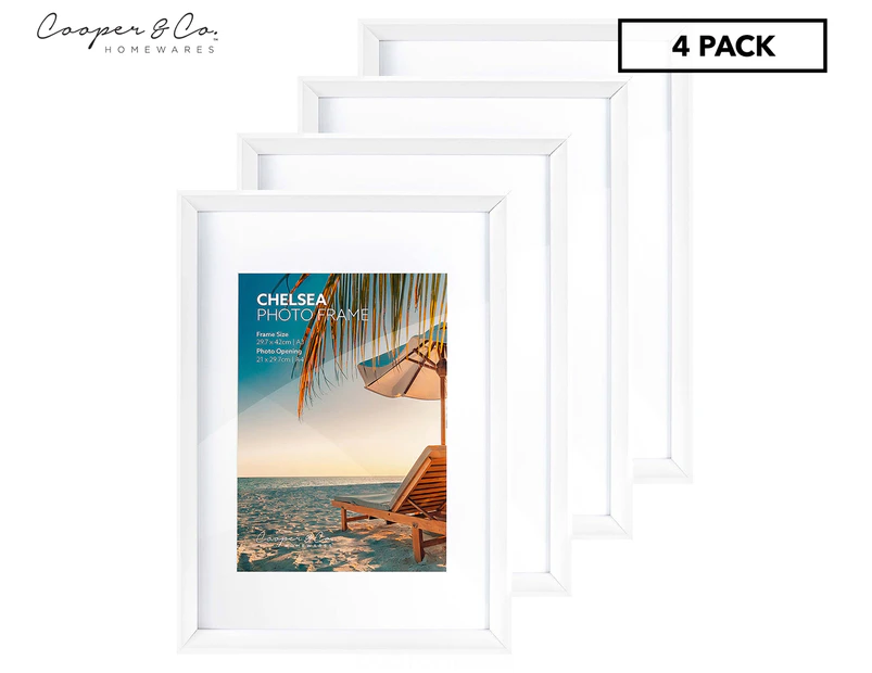 Set of 4 Cooper & Co. A3 Premium Gallery Photo Frames - White