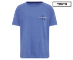 Calvin Klein Jeans Youth Boys' Raglan Monogram Crew Neck Tee / T-Shirt / Tshirt - Regatta Blue Heather