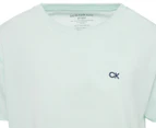Calvin Klein Jeans Youth Boys' Solid CK Embroidery V-Neck Tee / T-Shirt / Tshirt - Blue Glass