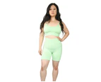 Onedown  Health  Seamless  High  Waisted  Women's  Bike  Shorts - Pastel Green