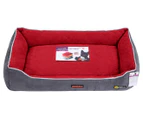 Paws & Claws Large Self Warming Walled Pet Bed - Grey/Red