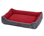 Paws & Claws Large Self Warming Walled Pet Bed - Grey/Red