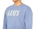 Levi's Men's T3 Relaxed Seasonal Serif Graphic Crew Jumper - Sky Blue