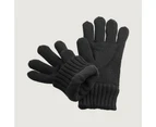 Kathmandu Fyfe Men's Women's Wool Blend Fleece Lined Warm Winter Gloves  Unisex - Black on Black