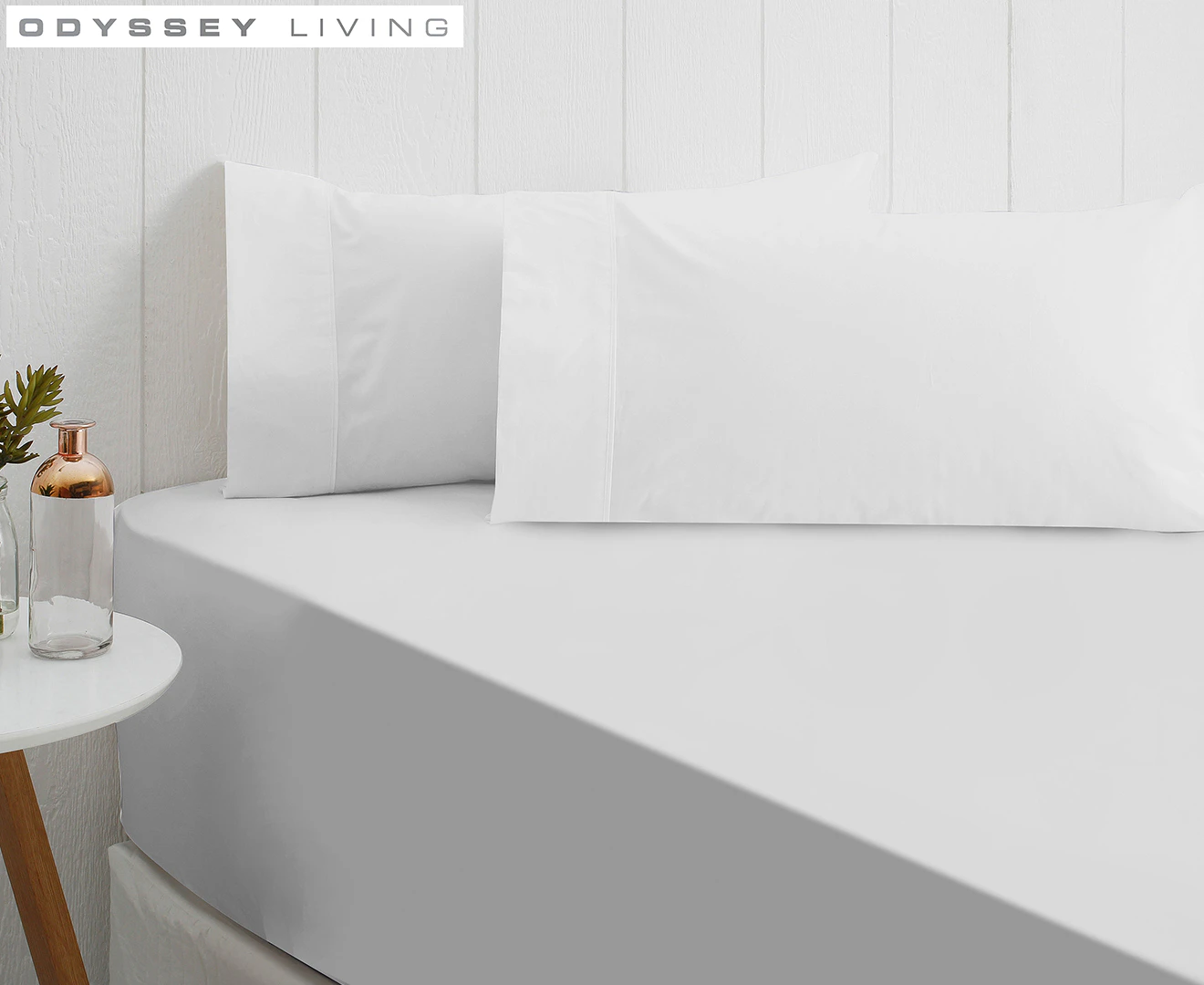 Odyssey Living Breathe Percale Fitted Sheet - White Snow