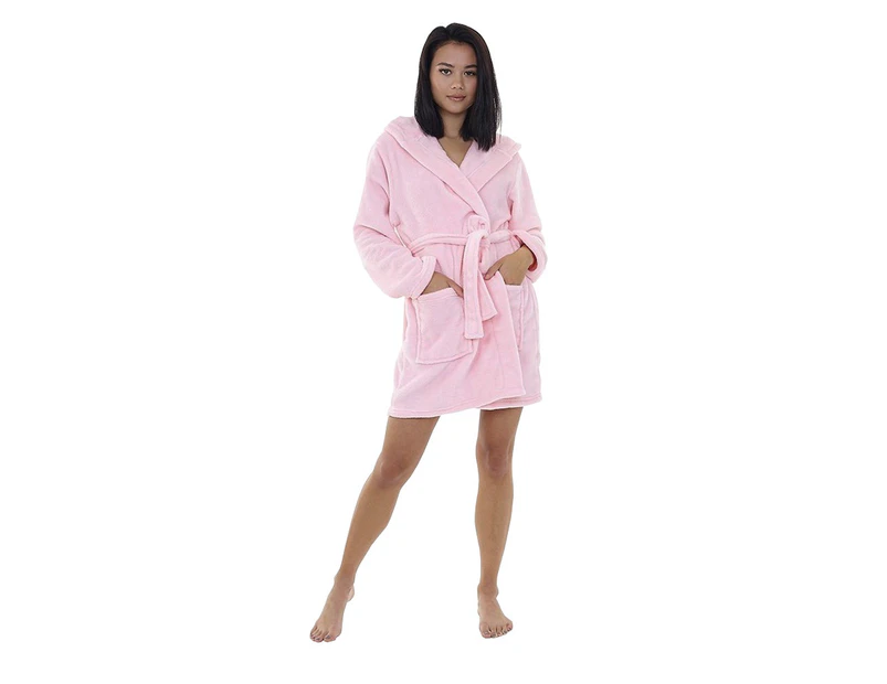 Brave Soul Ladies/Womens Bunny Rabbit Hooded Dressing Gown (Pink) - UT864