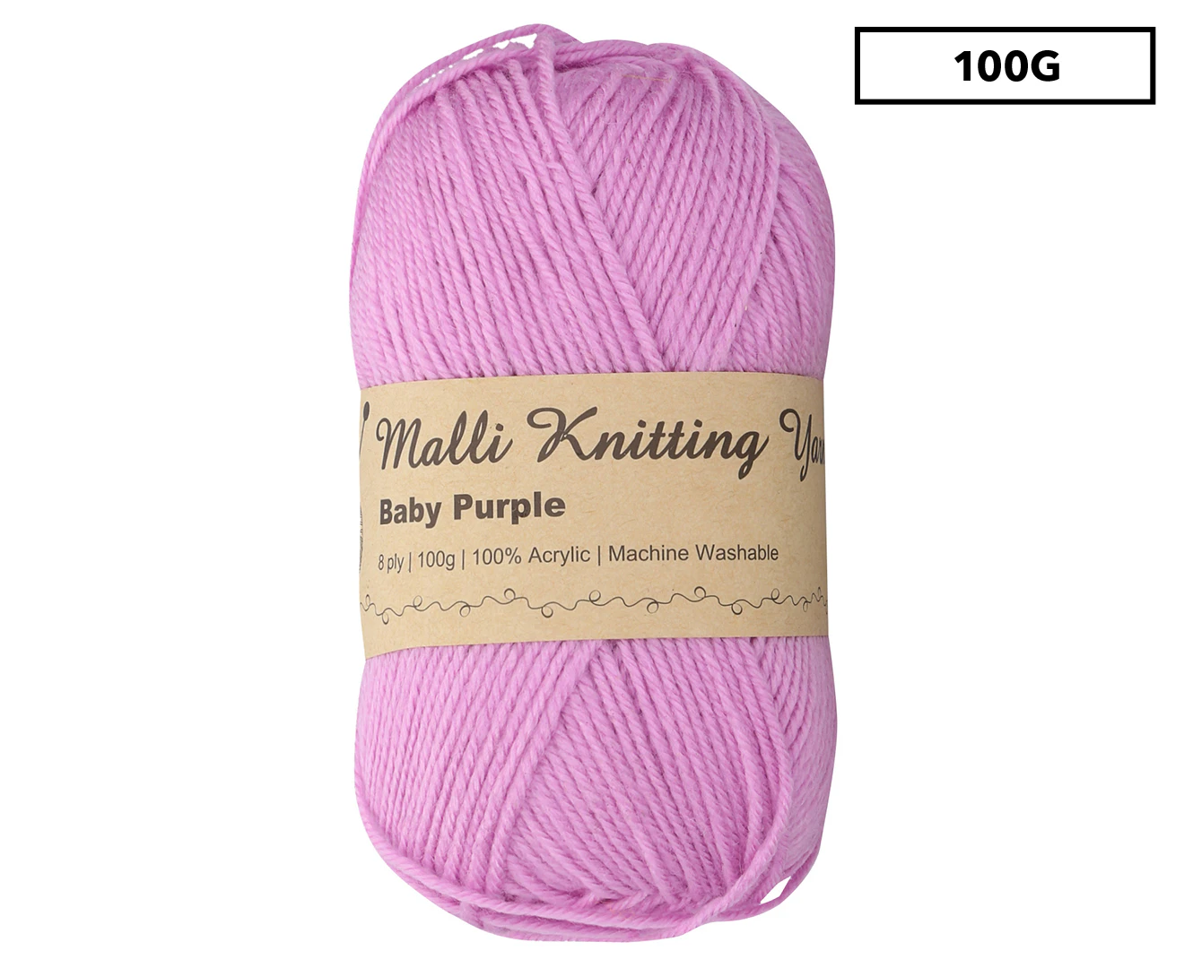 Malli Acrylic Knitting Yarn 100g - Baby Purple