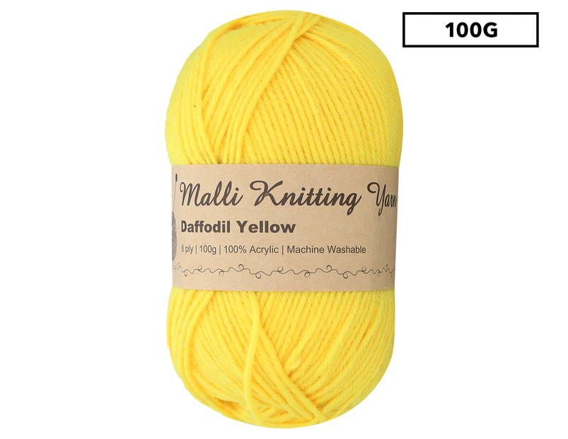 Malli Acrylic Knitting Yarn 100g - Daffodil Yellow