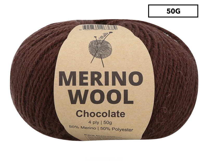 Malli Merino Wool Mix Knitting Yarn 50g - Chocolate
