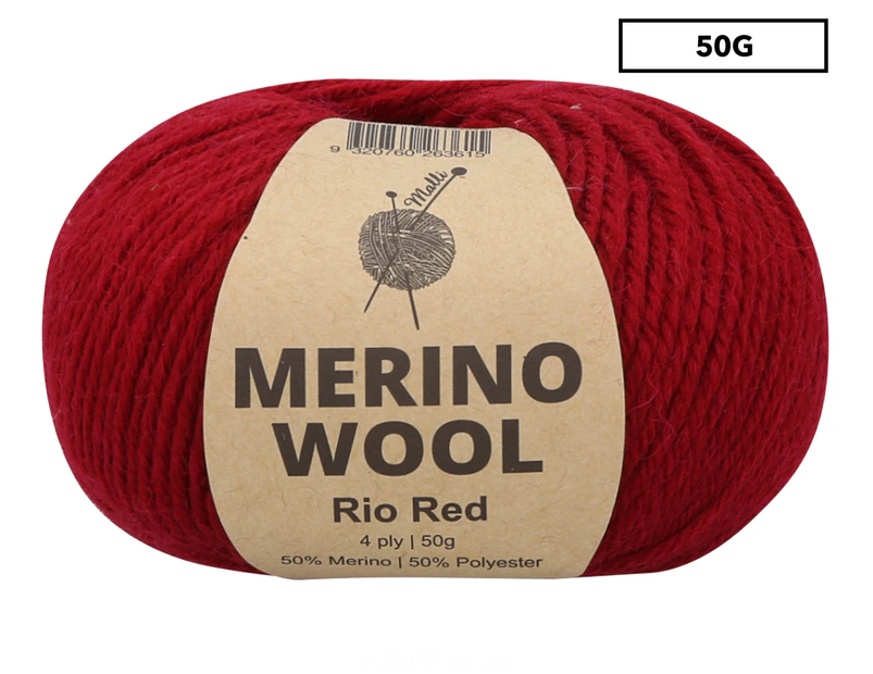 Malli Merino Wool Mix Knitting Yarn 50g - Rio Red