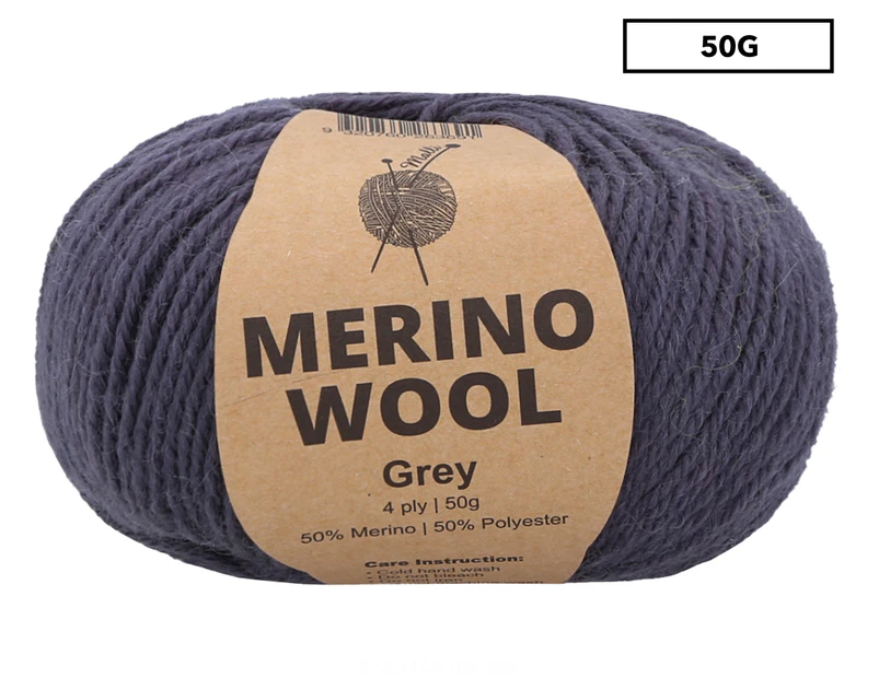 Malli Merino Wool Mix Knitting Yarn 50g - Grey