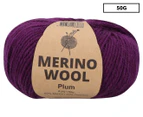 Malli Merino Wool Mix Knitting Yarn 50g - Plum
