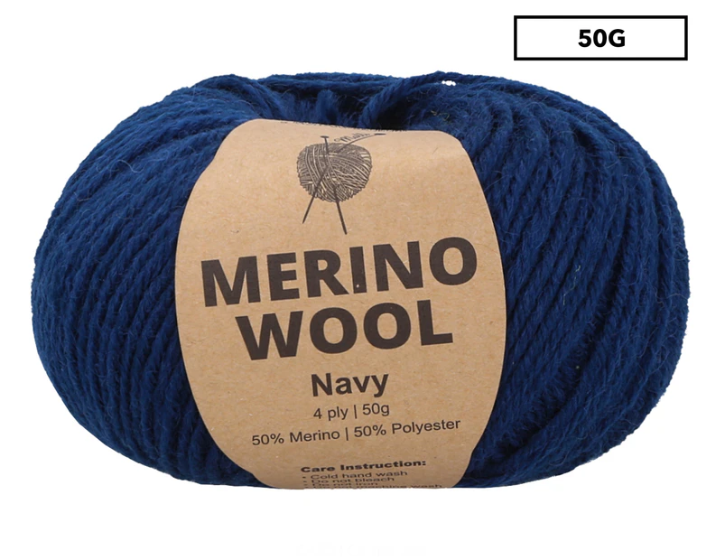 Malli Merino Wool Mix Knitting Yarn 50g - Navy
