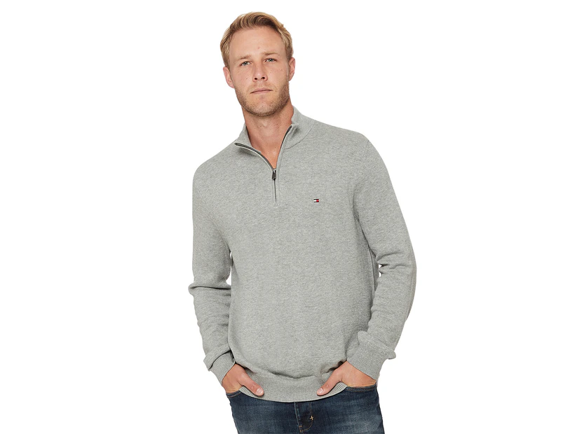 Tommy Hilfiger Men's Barry Solid Quarter Zip Sweater - Grey Heather