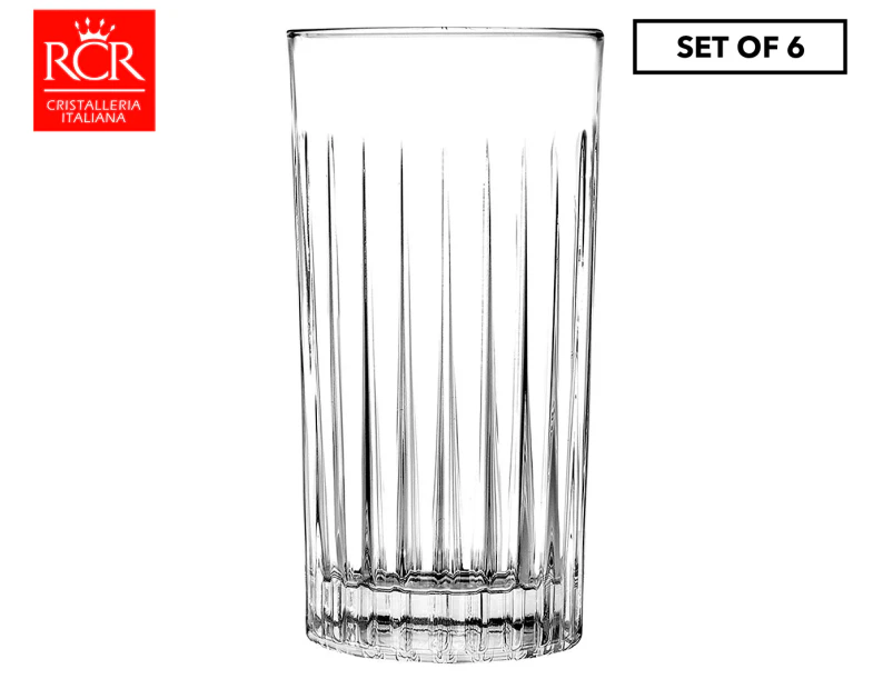 Set of 6 RCR Cristalleria 443mL Timeless Highball Glasses