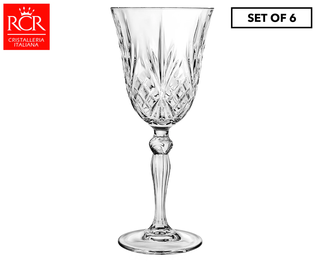 Set of 6 RCR Cristalleria 270mL Melodia Red Wine Glasses