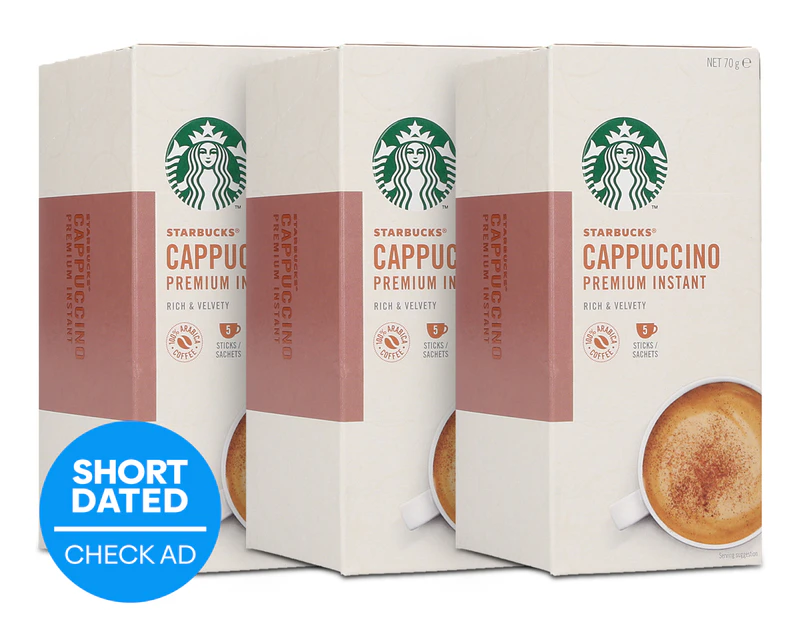 3 x 5pk Starbucks Cappuccino Premium Instant Coffee Mix 70g