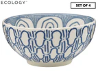 4 x Ecology 17.5cm Oasis Large Noodle Bowl - White/Blue