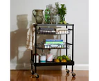 Live It Trolley w/ Timber Bench Top - Black