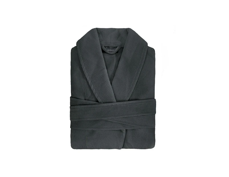 Polyester Cotton Waffle Bath Robe - Charcoal